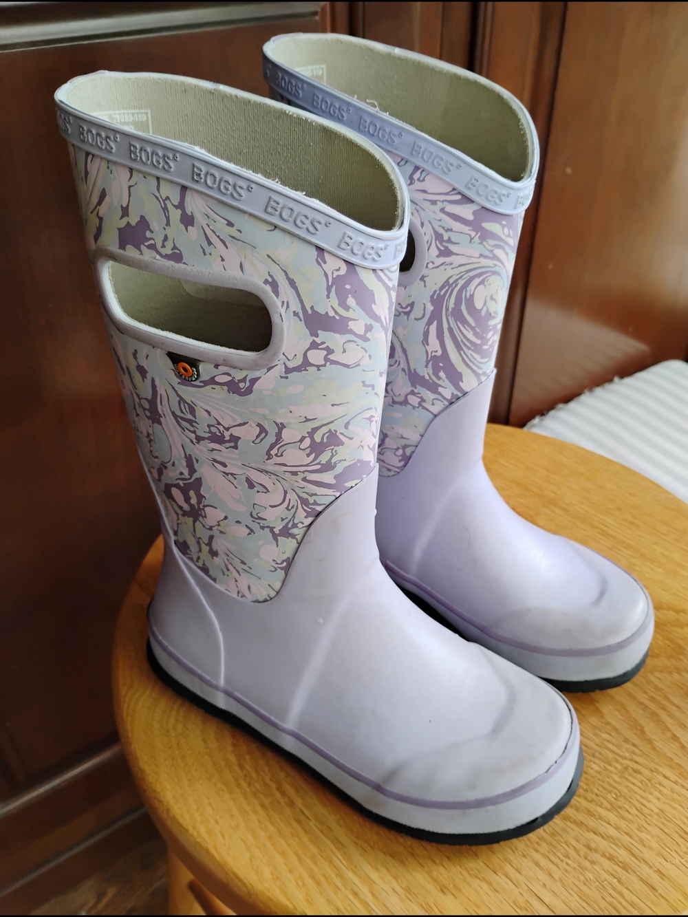 BOGS Lavender Marble Kids Rain Boots